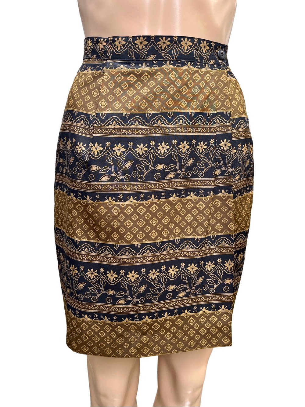 Vintage Jones New York 100% Silk Wrap Mini Skirt